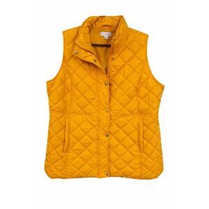 Kim Rogers Womens XL Yellow Quilted Puffer Vest Preppy Equestrian Coastal